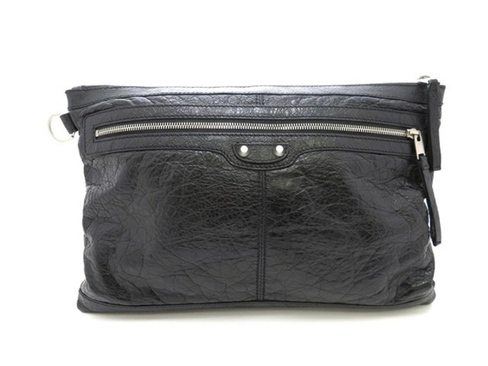 Balenciaga Clutch Bag Leather Black